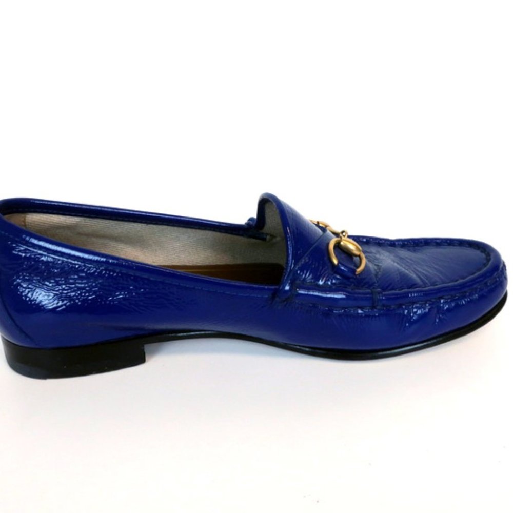 Gucci 1953 Horsebit Loafers Blue Patent Leather - Picture 5 of 8